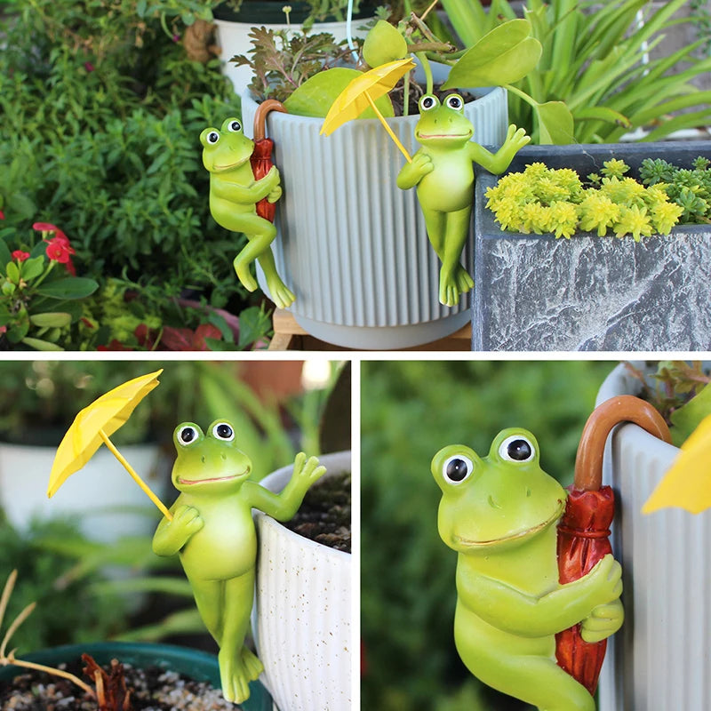 Cute Miniature Frog Figurines Planter Decor