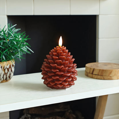 LED Pine Cone Candle - Electronic Flameless Candle