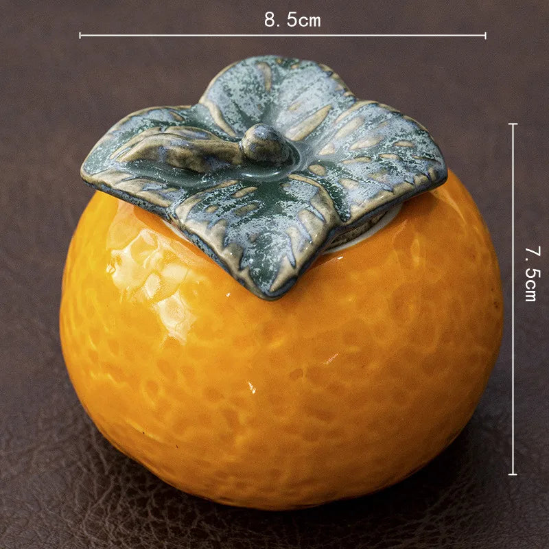 Orange Ceramic Tea or Storage Pot