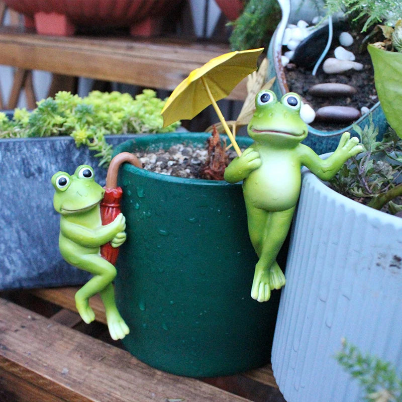 Cute Miniature Frog Figurines Planter Decor