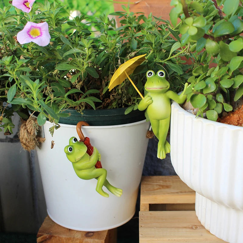 Cute Miniature Frog Figurines Planter Decor