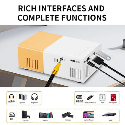 Mini Projector, Supports 1080P HD, HiChip 3101, LED Light Source, Manual Focus, Media Player, Portable Home Projector