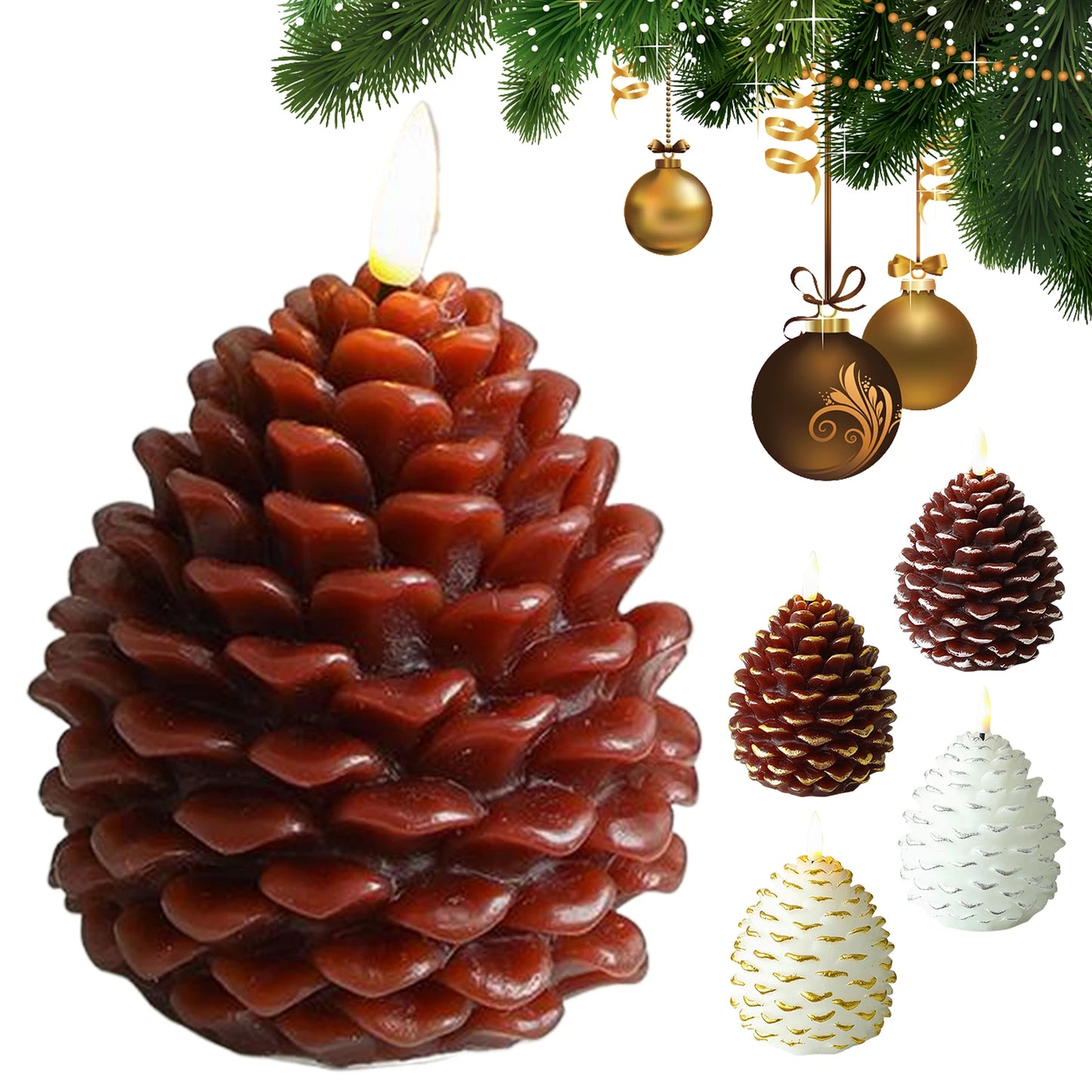 LED Pine Cone Candle - Electronic Flameless Candle