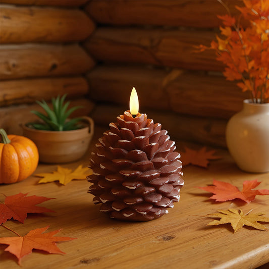 LED Pine Cone Candle - Electronic Flameless Candle