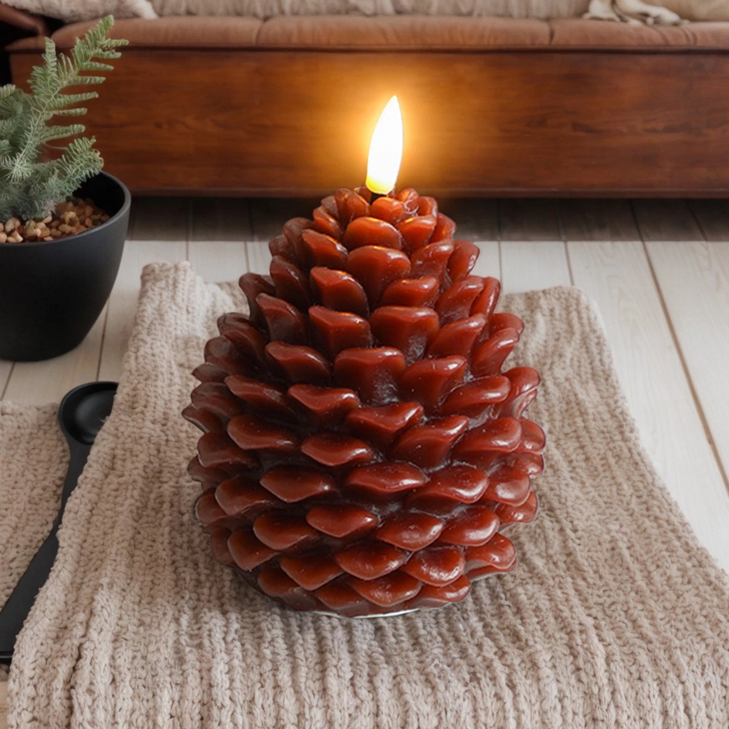 LED Pine Cone Candle - Electronic Flameless Candle