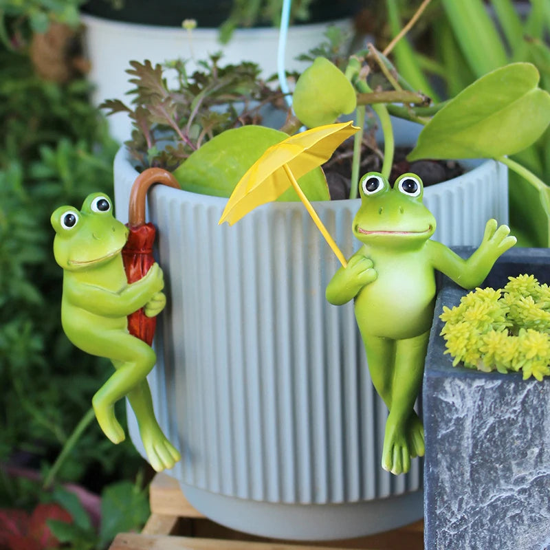 Cute Miniature Frog Figurines Planter Decor