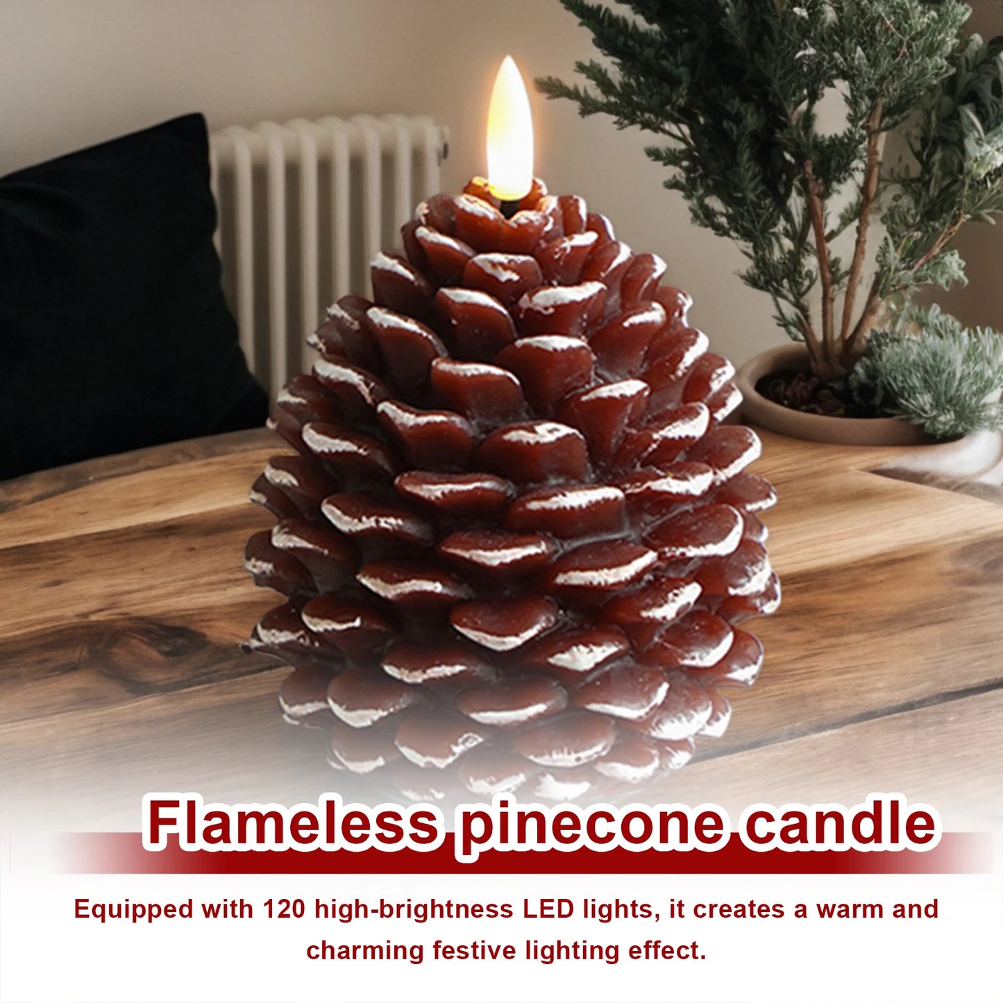 LED Pine Cone Candle - Electronic Flameless Candle