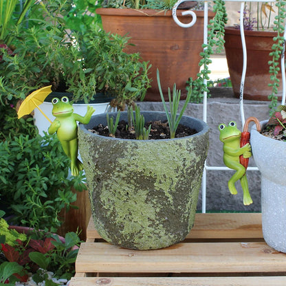 Cute Miniature Frog Figurines Planter Decor